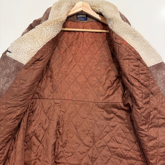 Vintage Heeksuede Brown Shearling Double-Breasted Coat Size Medium - Picture 6 of 8